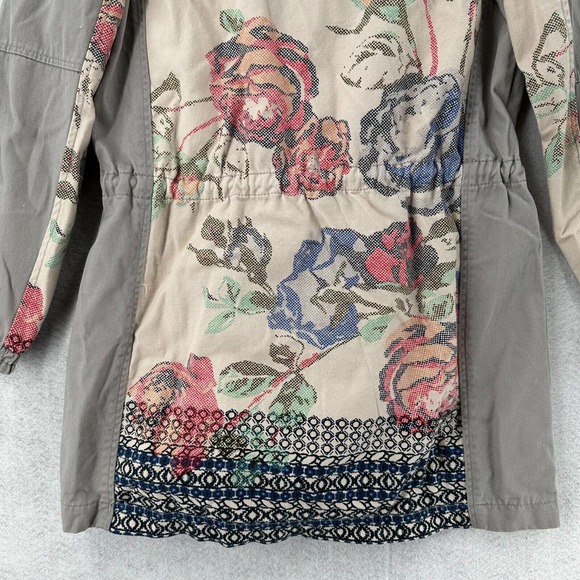 Skies Are Blue Jacket XS Embroidered Utility Gray Floral Barn Chore Coat - Picture 12 of 16